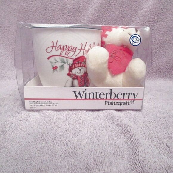 Pfaltzgraff Other - Pfaltzgraff Winterberry Christmas Mug & Teddy Bear Ornament Holiday Gift Set NEW